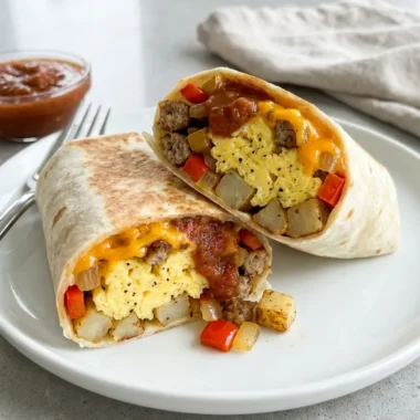 Sausage, Egg, and Potato Breakfast Burritos finished recipe