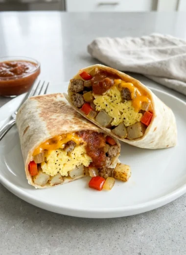 Sausage, Egg, and Potato Breakfast Burritos finished recipe