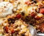 Skillet Taco Rice with Ground Beef and Cheese