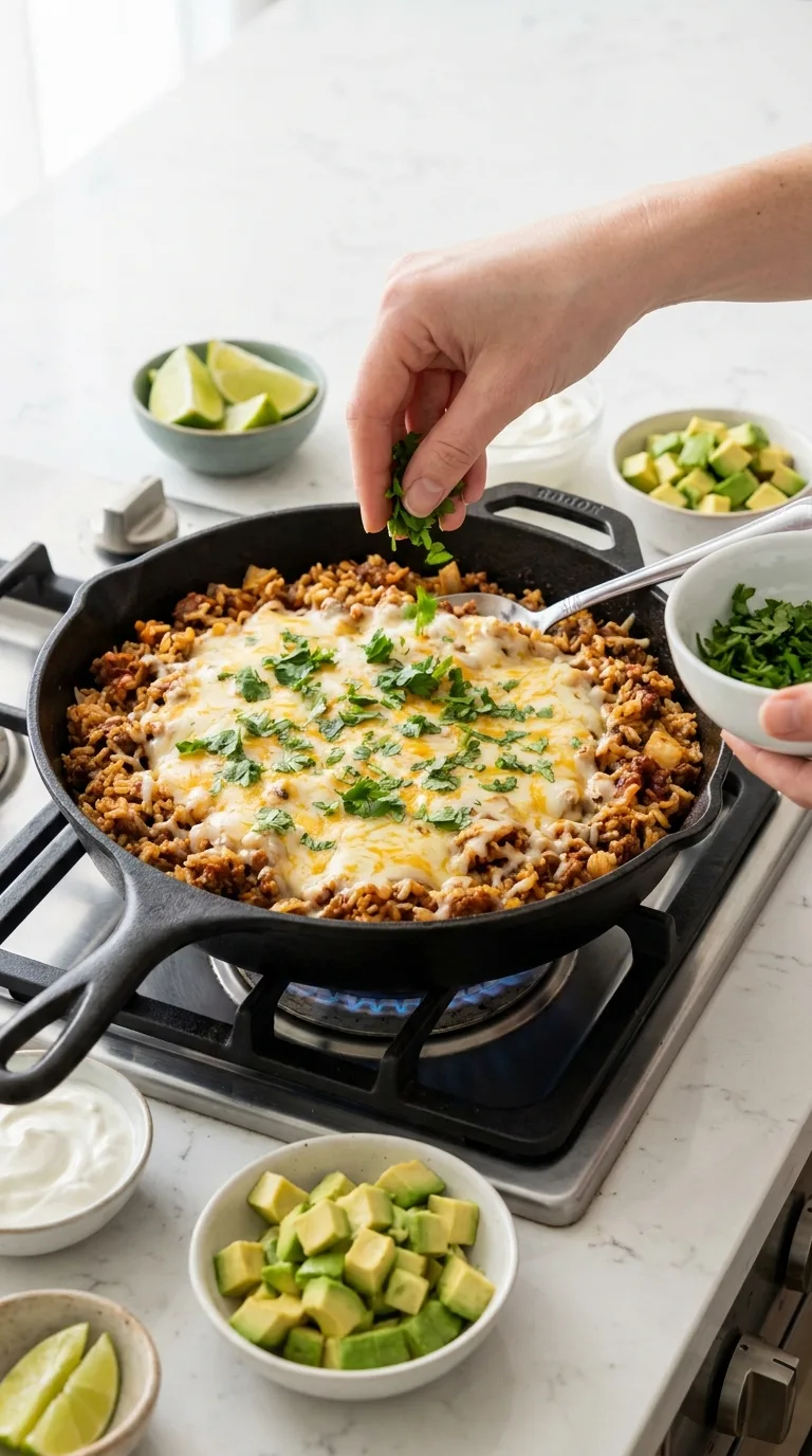 Skillet Taco Rice with Ground Beef and Cheese step 12