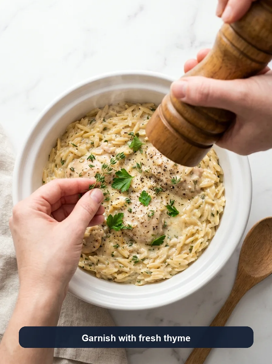 Slow Cooker Parmesan Herb Chicken & Orzo step 11
