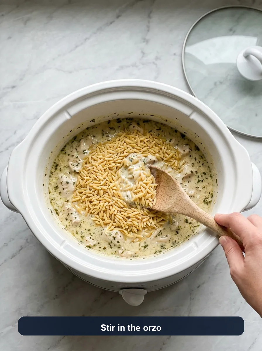 Slow Cooker Parmesan Herb Chicken & Orzo step 6