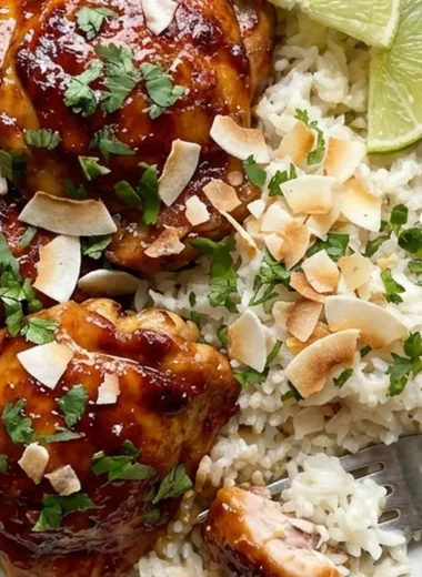 Spicy Maple Chicken & Coconut Rice finished recipe