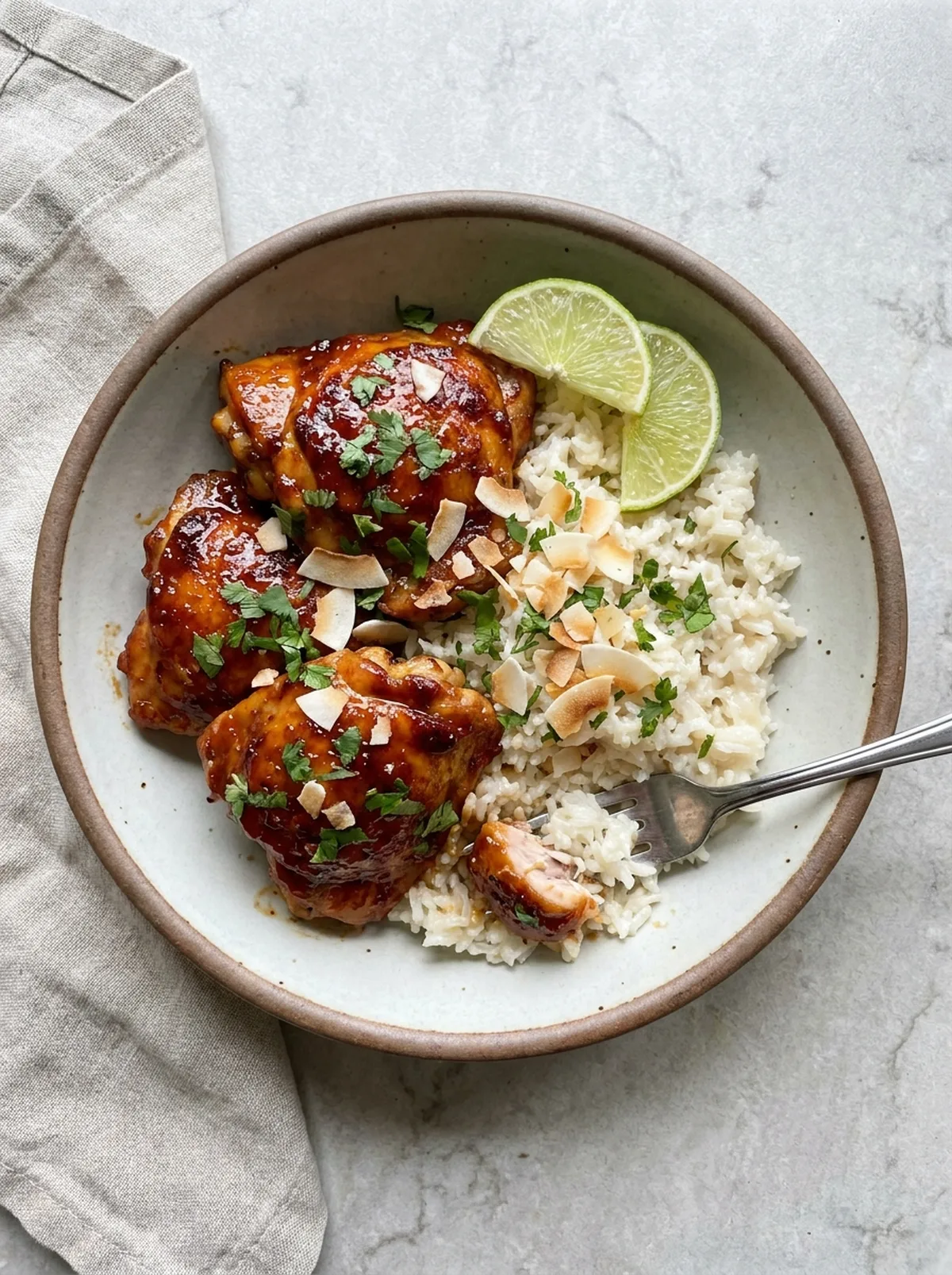 Spicy Maple Chicken & Coconut Rice finished recipe