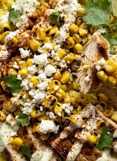 Street Corn Chicken Rice Bowls finished recipe