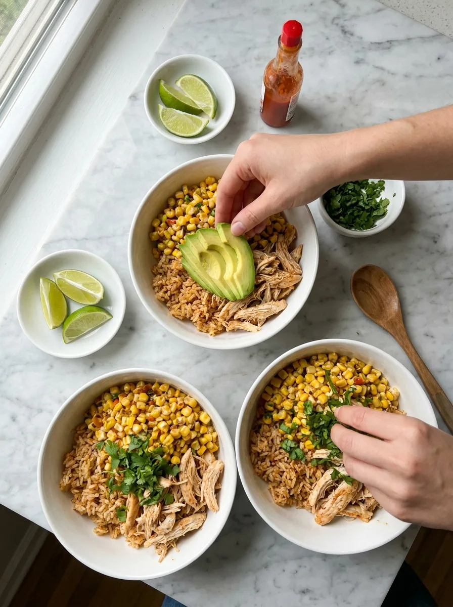Street Corn Chicken Rice Bowls step 7