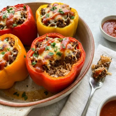 Stuffed Peppers with Rice and Beef finished recipe