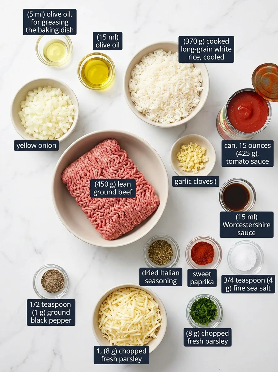 Stuffed Peppers with Rice and Beef ingredients