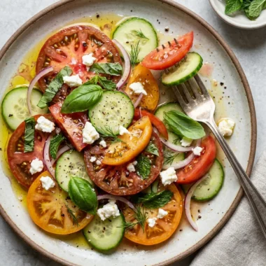 Summer Tomato and Cucumber Salad with Fresh Herbs finished recipe