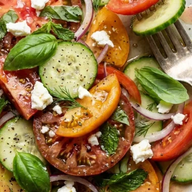 Summer Tomato and Cucumber Salad with Fresh Herbs finished recipe