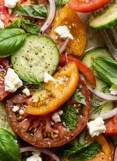 Summer Tomato and Cucumber Salad with Fresh Herbs finished recipe