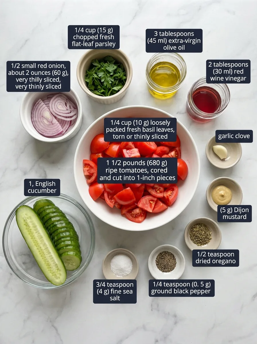 Summer Tomato and Cucumber Salad with Fresh Herbs ingredients