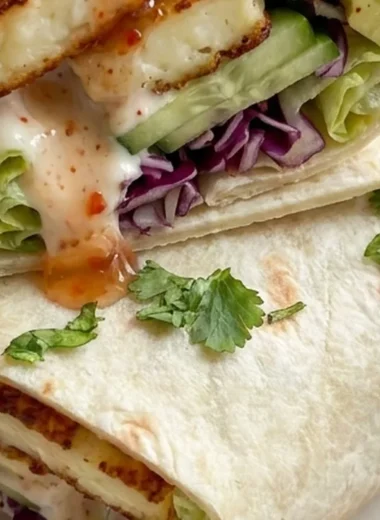 Sweet Chili Halloumi Wraps finished recipe