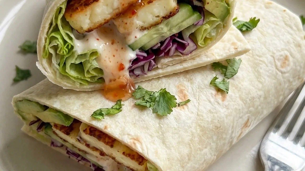 Sweet Chili Halloumi Wraps finished recipe