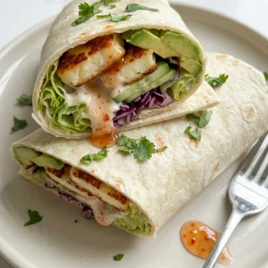 Sweet Chili Halloumi Wraps finished recipe