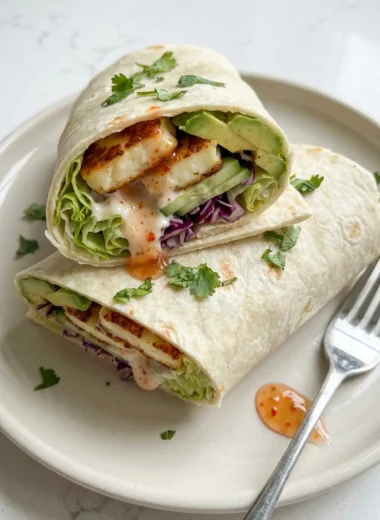 Sweet Chili Halloumi Wraps finished recipe