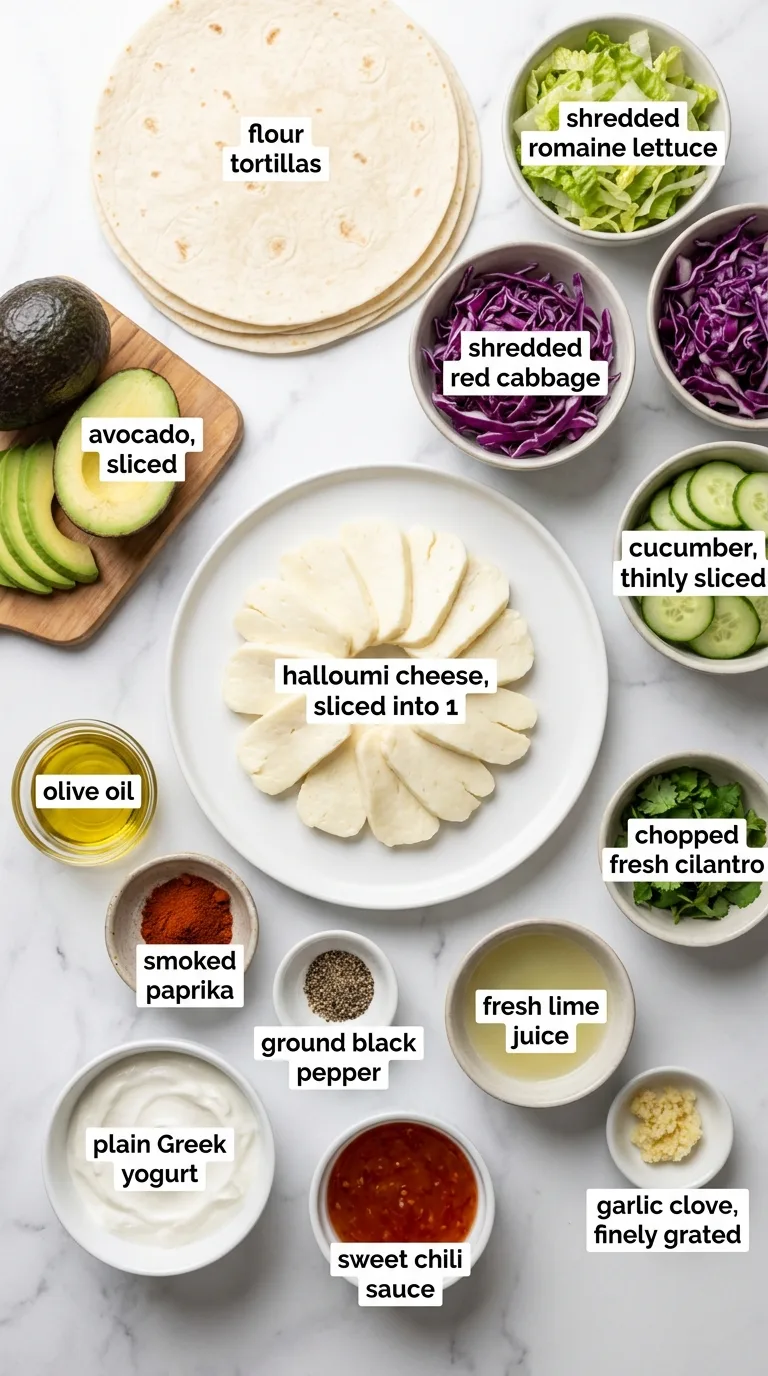 Sweet Chili Halloumi Wraps ingredients