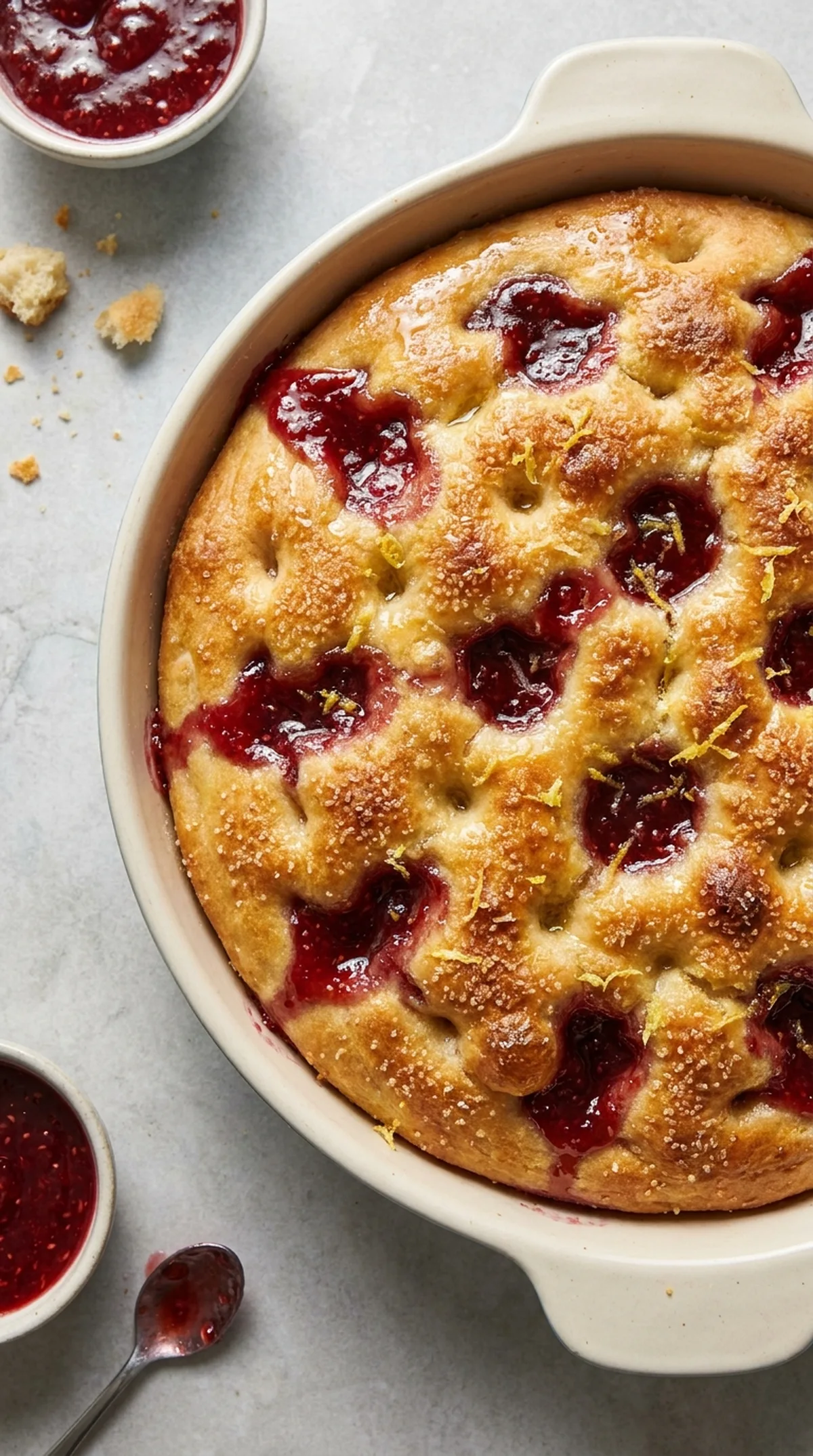 Sweet Focaccia with Raspberry Jam finished recipe