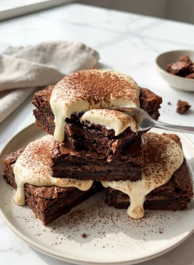 Tiramisu Brownies with Mascarpone Cream finished recipe