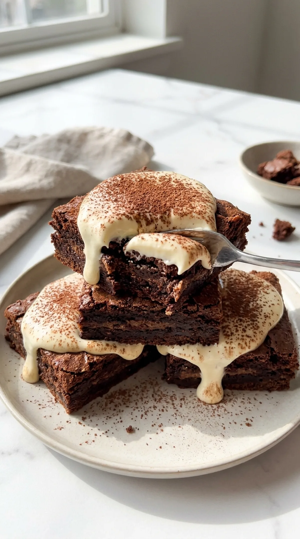 Tiramisu Brownies with Mascarpone Cream finished recipe