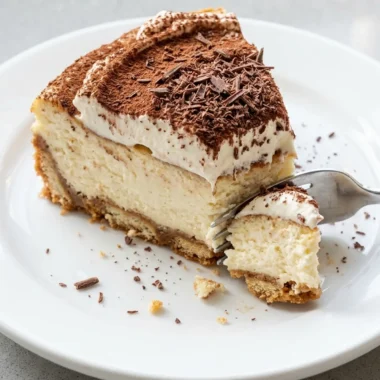Tiramisu Cheesecake with Mascarpone Cream finished recipe