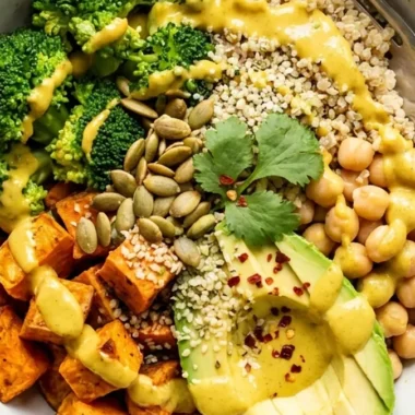 Anti-Inflammatory Glow Bowl with Turmeric Tahini finished recipe