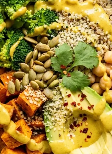 Anti-Inflammatory Glow Bowl with Turmeric Tahini finished recipe