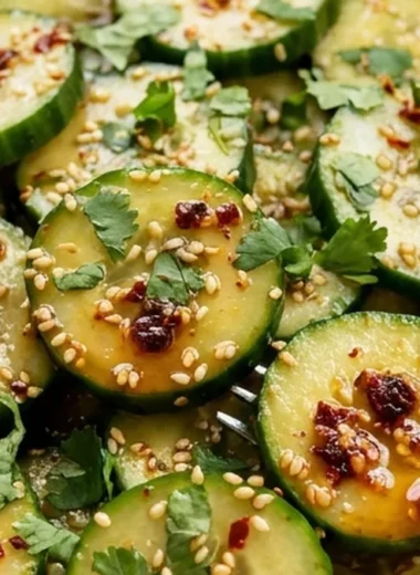 Asian Cucumber Salad with Sesame and Chili finished recipe