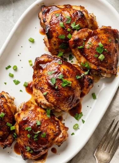Baked BBQ Chicken Thighs finished recipe