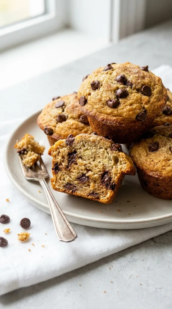 Banana Muffins with Chocolate Chips full finished recipe