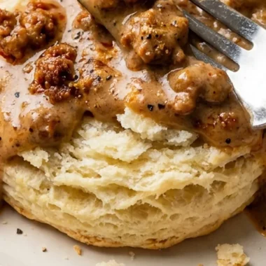 Biscuits and Chorizo Gravy finished recipe