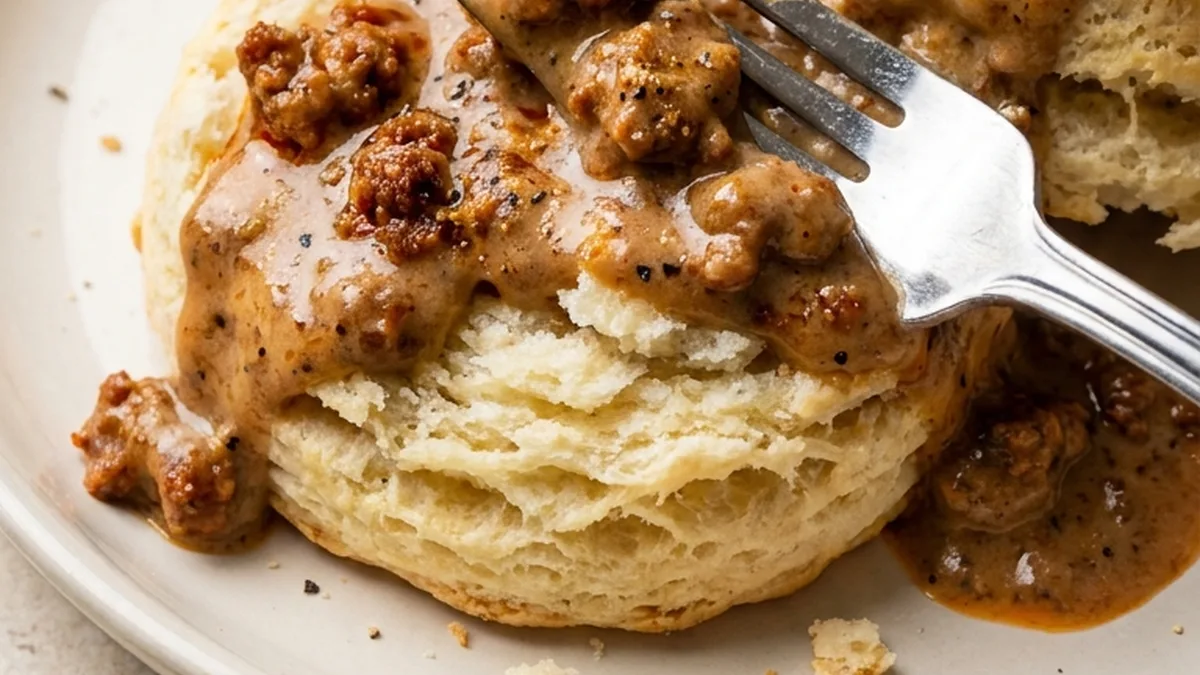 Biscuits and Chorizo Gravy finished recipe