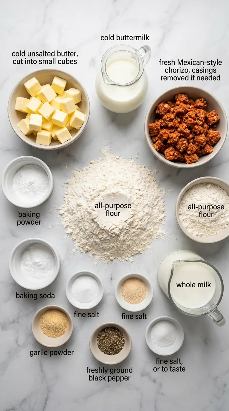 Biscuits and Chorizo Gravy ingredients