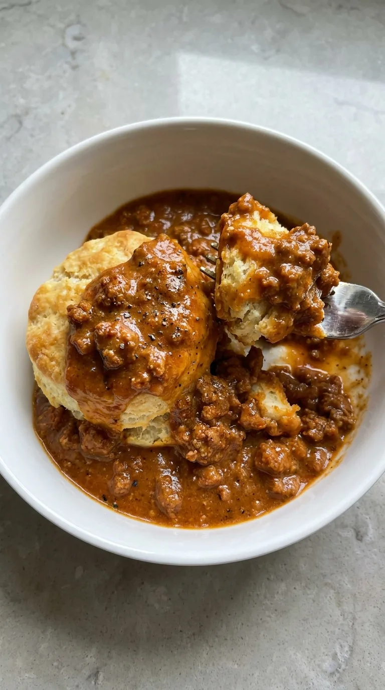 Biscuits and Chorizo Gravy final dish