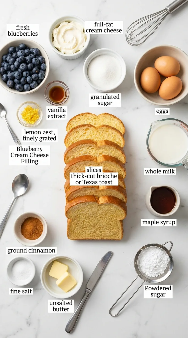 Blueberry Stuffed French Toast ingredients