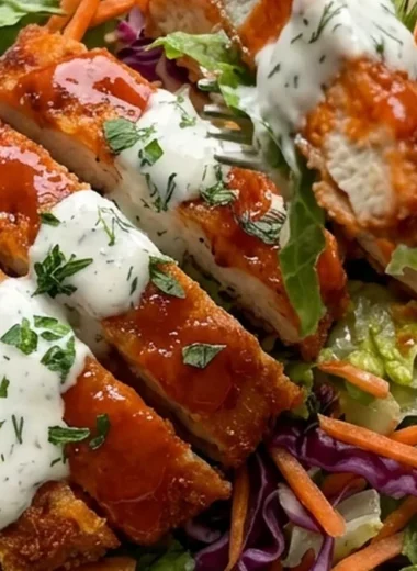 Buffalo Chicken Salad with Creamy Ranch Dressing finished recipe