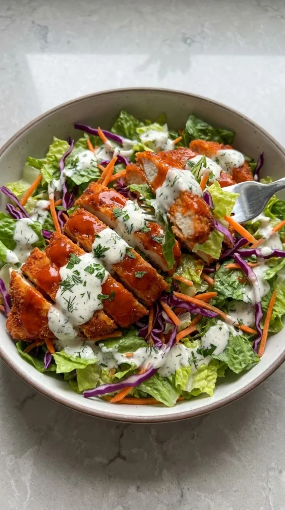 Buffalo Chicken Salad with Creamy Ranch Dressing full finished recipe