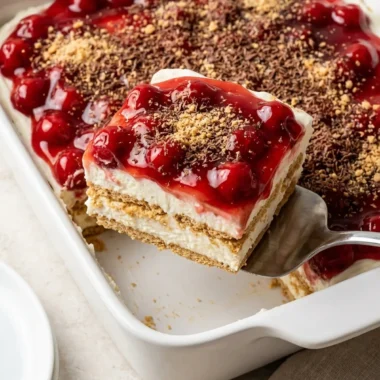 Cherry Cheesecake Icebox Cake finished recipe