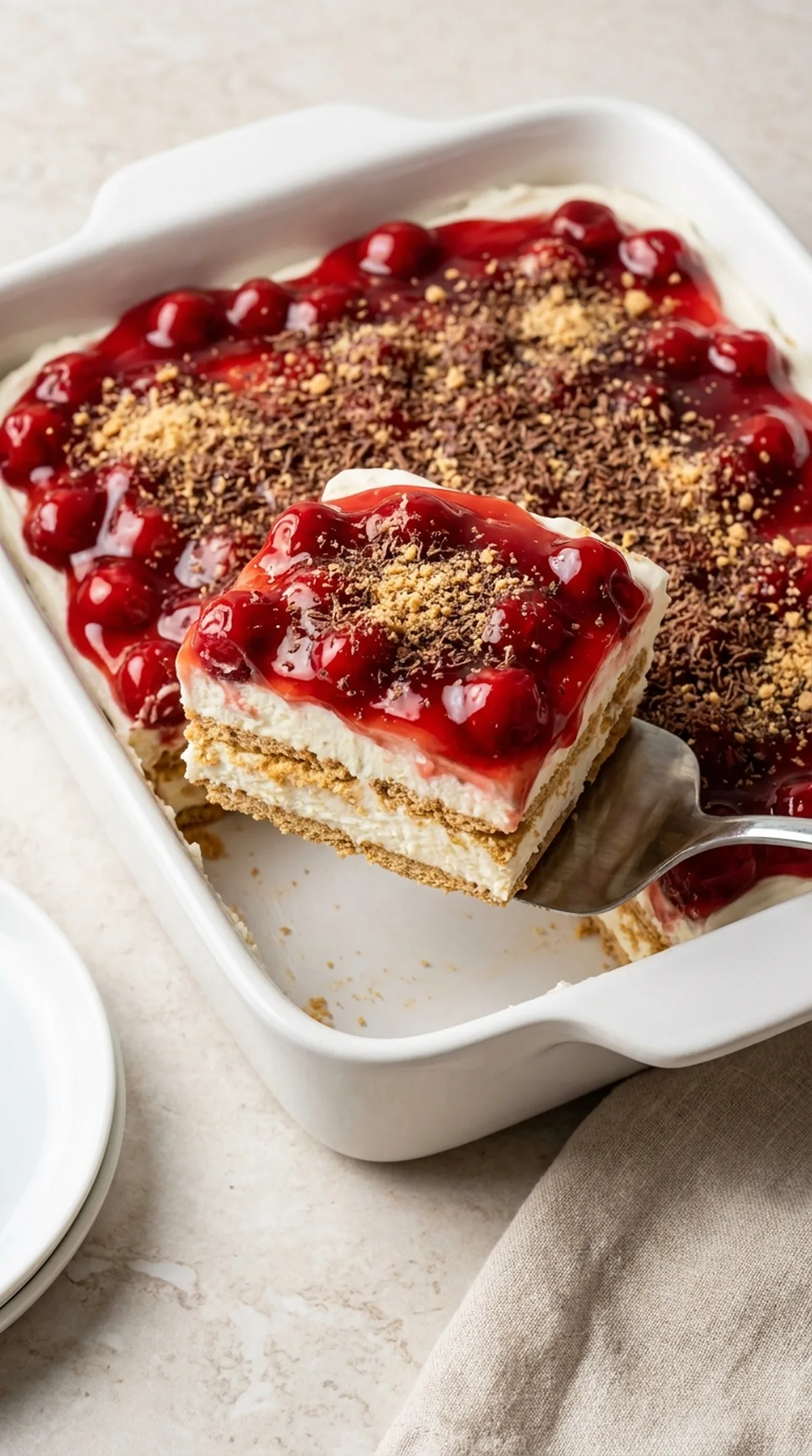 Cherry Cheesecake Icebox Cake finished recipe