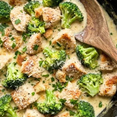 Chicken and Broccoli Skillet with Creamy Garlic Sauce finished recipe