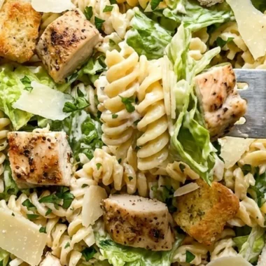 Chicken Caesar Pasta Salad finished recipe