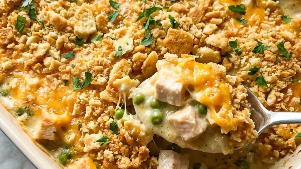 Chicken Casserole with Ritz Crackers finished recipe