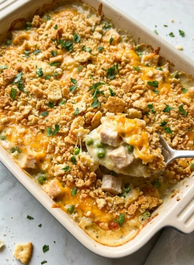 Chicken Casserole with Ritz Crackers finished recipe