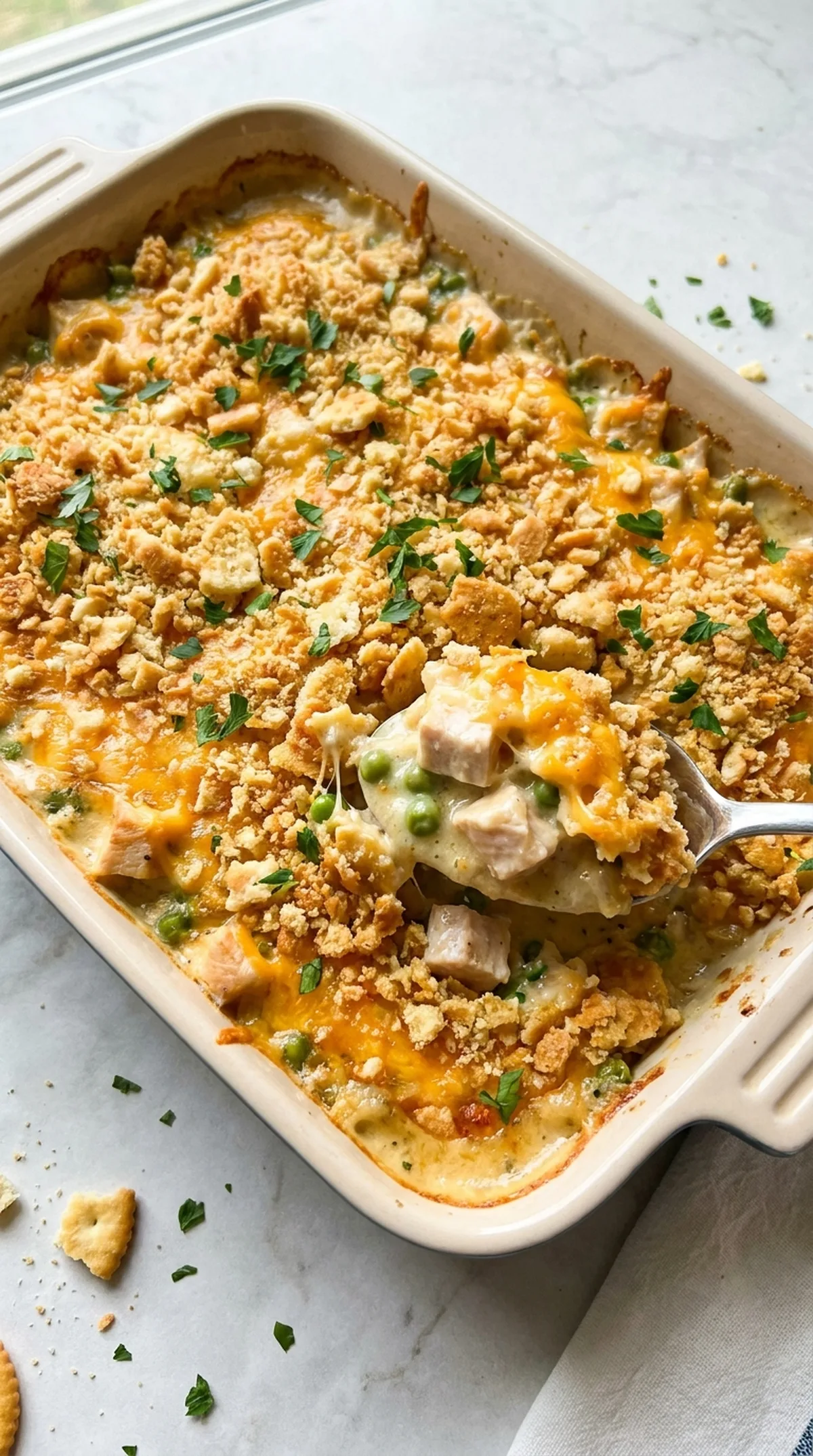 Chicken Casserole with Ritz Crackers finished recipe