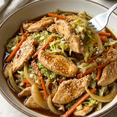 Chinese Chicken Cabbage Stir Fry finished recipe