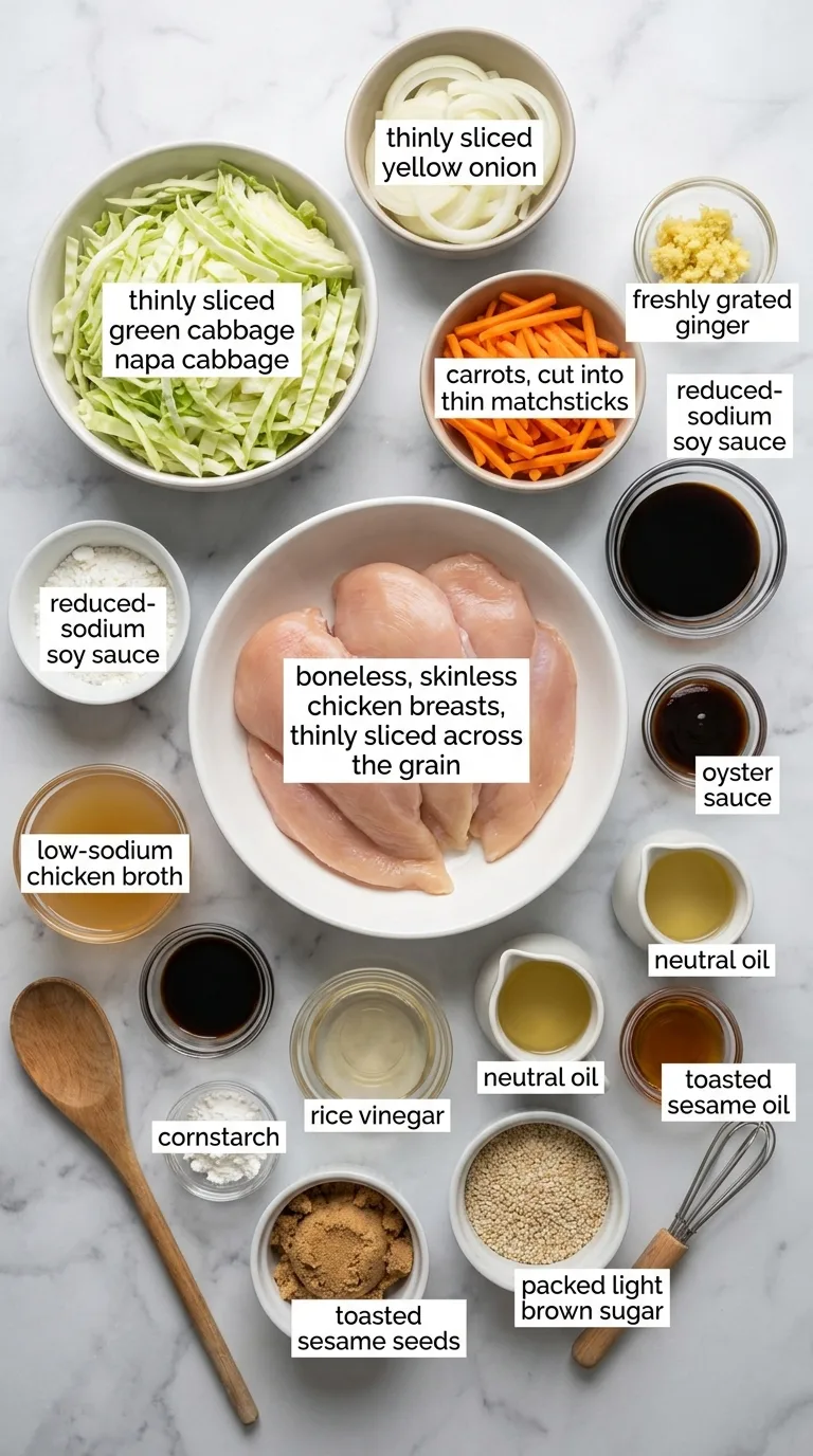 Chinese Chicken Cabbage Stir Fry ingredients