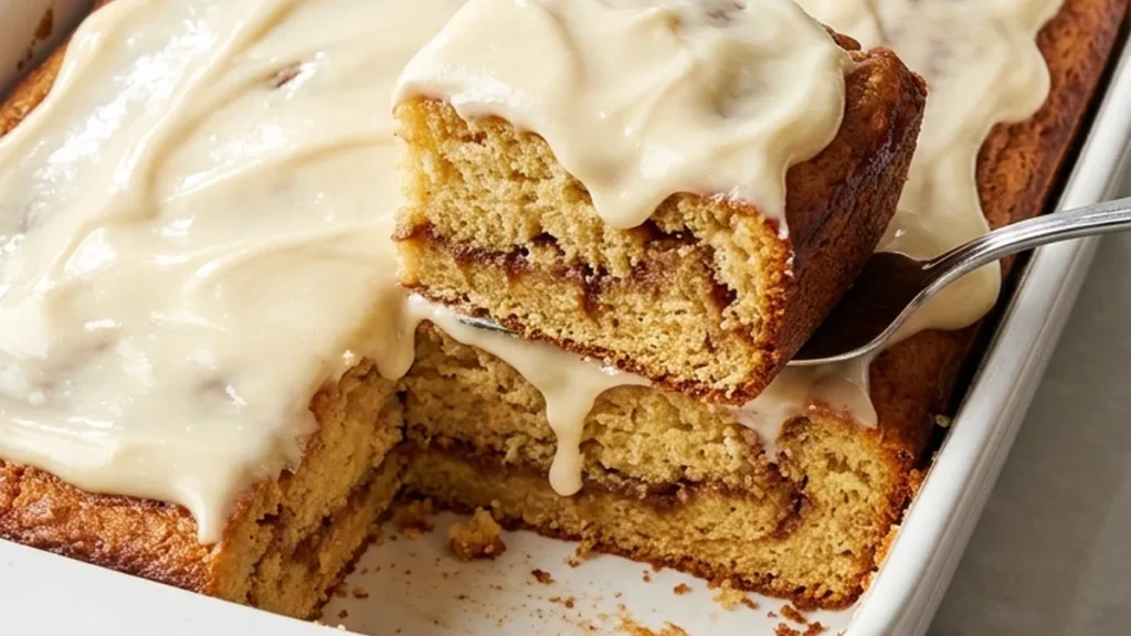 Cinnamon Roll Cake finished recipe