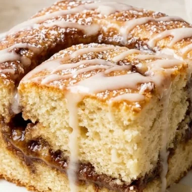Cinnamon Roll Cake with Brown Sugar Cinnamon Swirl finished recipe