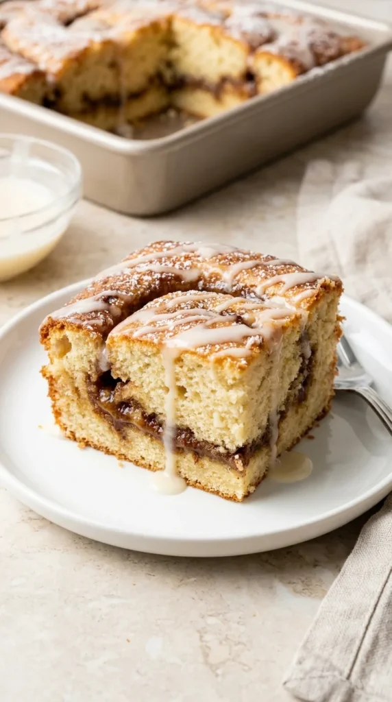 Cinnamon Roll Cake with Brown Sugar Cinnamon Swirl full finished recipe