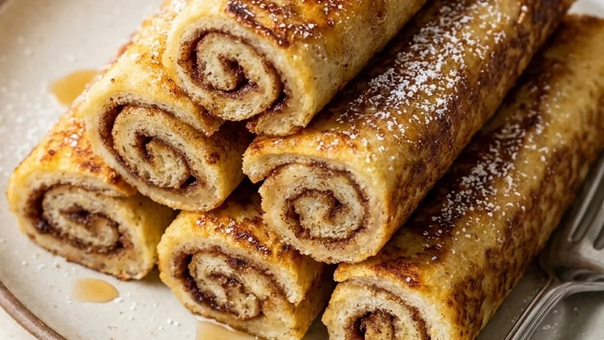 Cinnamon Roll French Toast Roll-Ups finished recipe